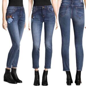 DRIFTWOOD Jeans Marilyn Boho Embroidered Floral Skinny Mid Rise Artsy Size 28